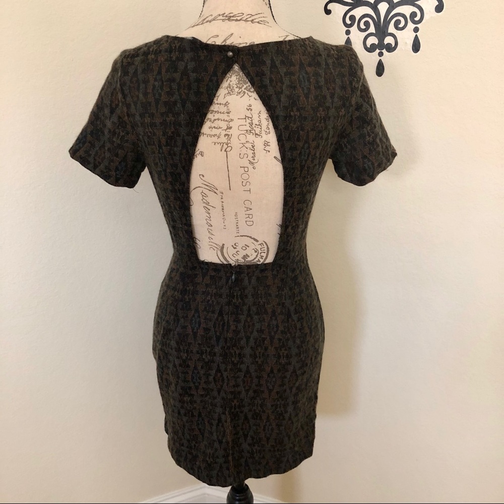 Tribal Print Open Back Mini Dress